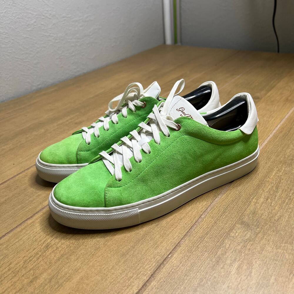 Good Man Brand Green Suede Low Top Sneakers Made In Italy Men’s Size 9 Luxury